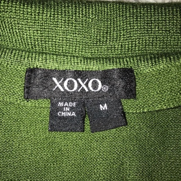 XOXO DARK GREEN SHORT SLEEVE OFF-THE-SHOULDER SWEATER TOP - Picture 3 of 3